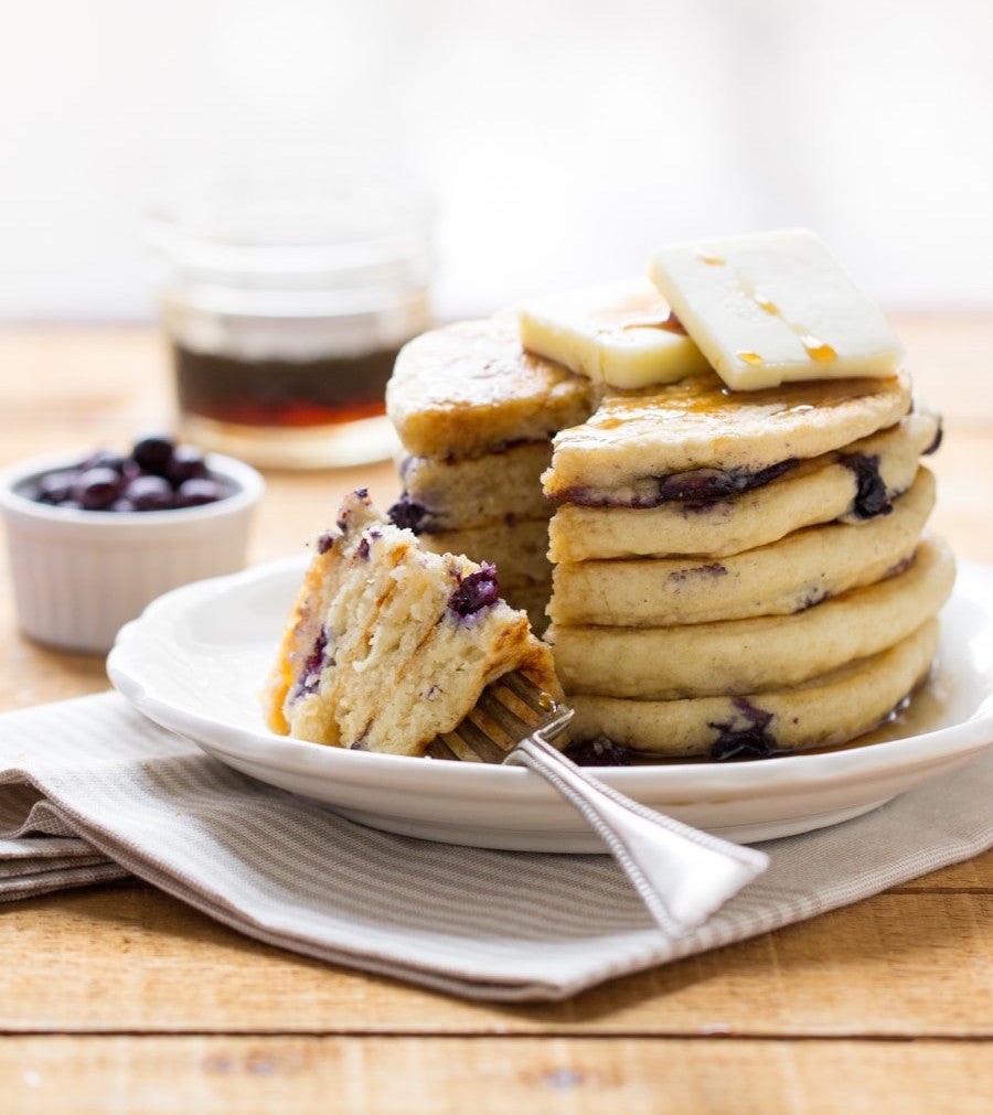 Perfect Gluten-Free Blueberry Pancakes from King Arthur Flour