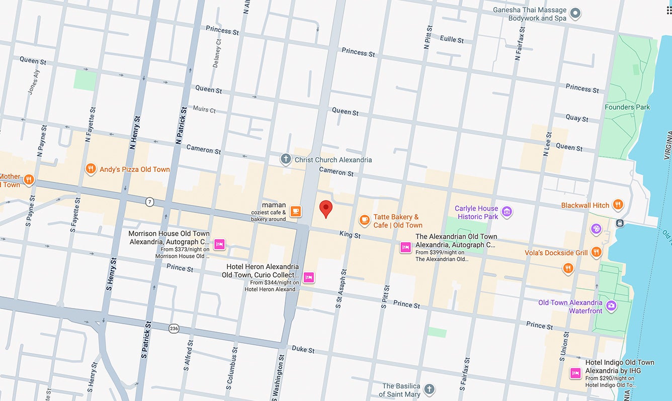 Map of the King Arthur Baking location in Alexandria, VA