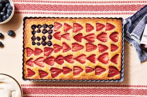 Super-Simple Strawberry Cake made into a Flag