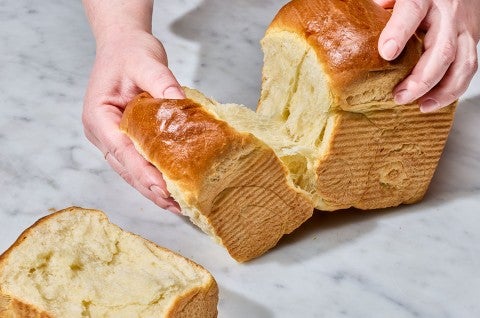 Sourdough Milk Bread being pulled apart - select to zoom