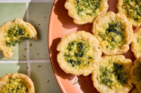 Mini Quiches on a plate seen from above - select to zoom