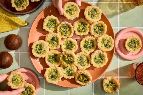 Mini Quiches on a plate seen from above - select to zoom