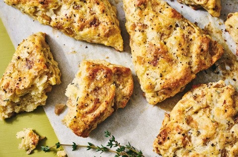 French Onion Scones on a counter - select to zoom
