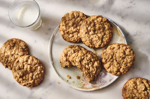 Oatmeal Cookies seen from above on a plate - select to zoom