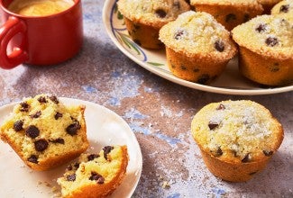 Easy Chocolate Chip Muffins on a counter