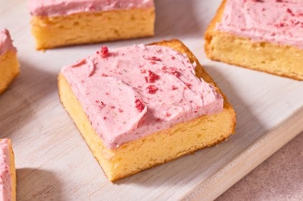Strawberry Lemonade Bars sliced and served