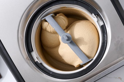 Ice cream being churning in an ice cream maker