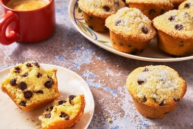 Easy Chocolate Chip Muffins on a counter