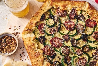 Savory Zucchini Galette on a counter seen from above