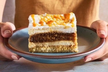 Caramel Macchiato Tiramisu on a plate